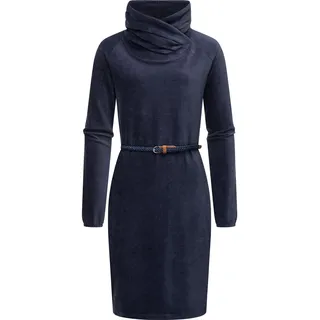 Sweatkleid RAGWEAR "Belita" Gr. M (38), Normalgrößen, blau (navy) Damen Kleider Knielange warmes Cord-Kleid mit breitem Schlauchkragen
