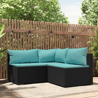 Festnight Balkon Lounge Rattan Gartenmöbel Set Balkonmöbel Balkonlounge Ecklounge Outdoor Sofa Garten Gartenlounge Loungemöbel Terrasse Terrassenmöbel Sitzgruppe Gartensofa, Schwarz und Blau