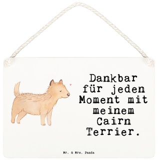 Mr. & Mrs. Panda Hinweisschild DIN A6 Cairn Terrier Moment - Weiß - Geschenk, Wanddeko, Hunderasse, (1 St), Künstlerisch bedruckt weiß