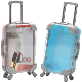 Hengbird 2 X Mini-koffer, Reise-spardose Mit Rollen Und Griff, Geschenkbox, Mini-spardose Für Den Urlaub, 2 Farben Für Geburtstag, Hochzeit, Aufbewahrungsbox Für Reisegutscheine