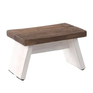 DESIGN DELIGHTS Hocker Nostalgischer Fusshocker Holz 29 x 18 x 19 cm Weiß/Mehrfarbig