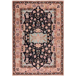 KADIMA DESIGN Wollteppich Orient 120 x 170 cm Rosa-Schwarz