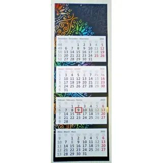 XXL 2023 LUXUS 4 MONATSKALENDER WANDKALENDER SCHWARZ 4 MONATE PLANER KALENDER