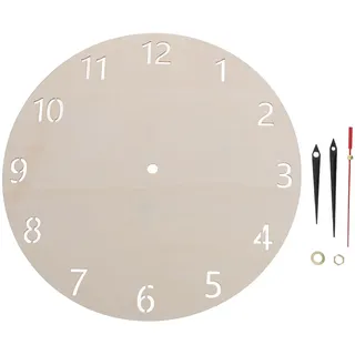LIFKOME Selbstgemacht Zifferblätter Rund 30cm mit Arabischen Ziffern – 2 Satz Bemalbare Holzplatten und Uhrzeiger Bastelmaterial für Wanduhr Dekoration und Klassenzimmer
