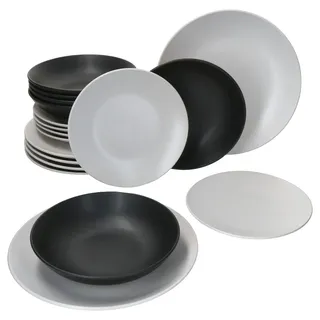Mambocat Nero Bianco Speiseteller 18-tlg. 6 Personen Weiß/Schwarz