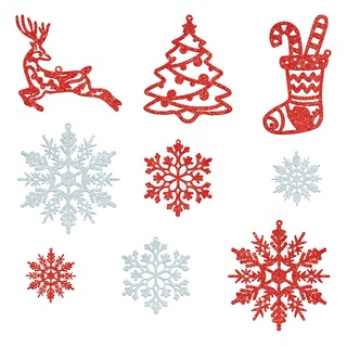 Homewit Weihnachtsbaumdecke 65 Stück schneeflocken christbaumschmuck schneeflocken deko rot