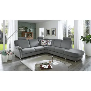 Ecksofa Wohnlandschaft Eckcouch Polsterecke Tavira Microfaser grau mit Federkern