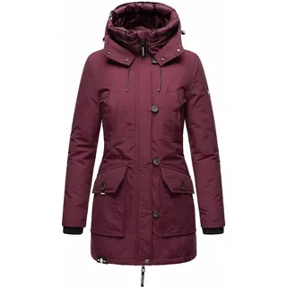 Navahoo Damen Winterjacke Langer Parka Warm Stepp Mantel mit Kapuze Freezestroorm Wine Gr: 34 - XS - bordeaux - 34