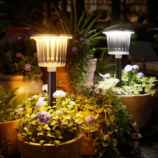 BITPOTT Solarlampen für Außen Garten,4 Stücke Longlife Solarleuchten Garten Winterfest,IP65 Wassserdicht,Lang Anhaltende Helligkeit Gartenleuchte Solar Außen für Wege,Balkon Terrase Outdoor