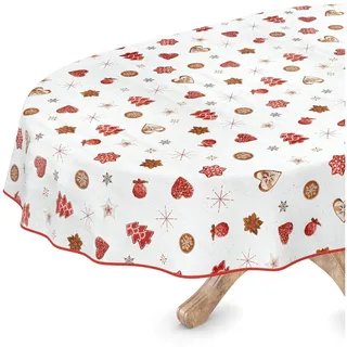ANRO Tischdecke abwaschbar Oval 140 x 240 cm Weiß