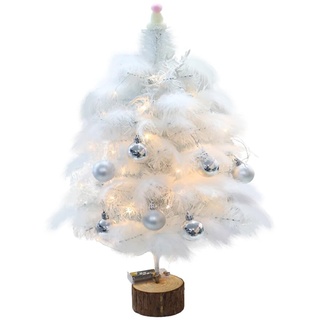 60cm Künstlicher Weihnachtsbaum mit Beleuchtung, Mini Weihnachtsbaum mit Feder Baum Weihnachtsschmuck Tisch Weihnachtsbaum Klein Beleuchtet Adventskranz Deko für Weihnachten Festival Party Geschenk