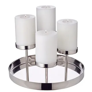 EDZARD Adventskranz Marabella, Silber-Optik, Edelstahl, vernickelt, hochglanzpoliert, H 16 cm silberfarben