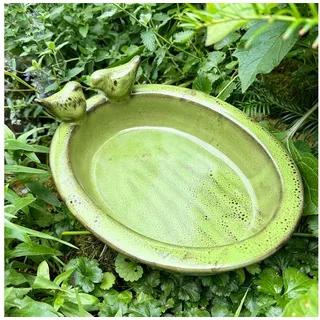 Antikas Futterstation Vogeltränke, Vogelbad - Oval - Grün, Wasserschale als Vogelbecken grün