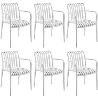 Tectake Gartenstuhl Alcudia 54,5 x 58 x 80,5 cm creme 6 St.