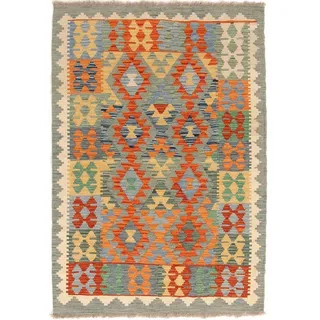 Nain Trading Orientteppich Kelim Afghan 102x147 Handgewebter Orientteppich, rechteckig, Höhe: 5 mm rot