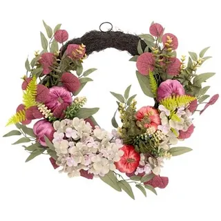 ABELLA Flora künstl. Dekokranz Weide mit Hortensie & Samt-Kürbissen Ø 45cm