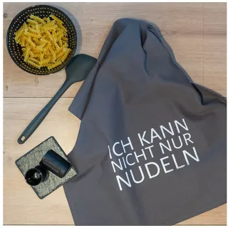 17;30 HOME 17;30 Geschirrtuch Ich kann nicht nur Nudeln, umweltfreundlich, schwarz-weiß, 50x70 cm