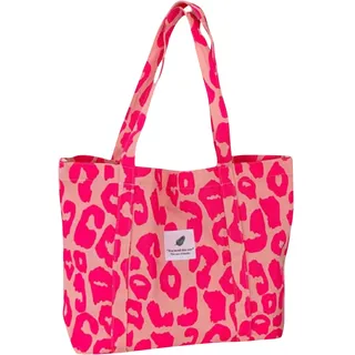 dalerno Canvas Tasche Damen Shopper Rosa Leo Muster – Große Umhängetasche Schultertasche für Alltag, Büro, Einkauf & Freizeit Leoparden Muster Pink Tasche mit Leopardenmuster in Rosa - 43.5 x 32.5 x 10 cm
