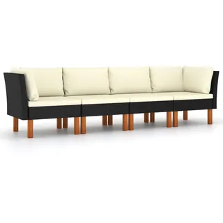 vidaXL 4-Sitzer-Gartensofa Loungesofa schwarz