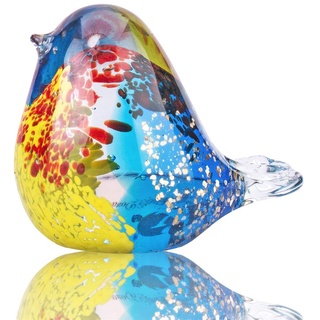 YU FENG Vogelfigur aus geblasenem Glas, Ornament, Sammlerstück, bunt, lebensechte Vogelskulptur, Briefbeschwerer für Heimdekoration, Tischdekoration, Geschenk