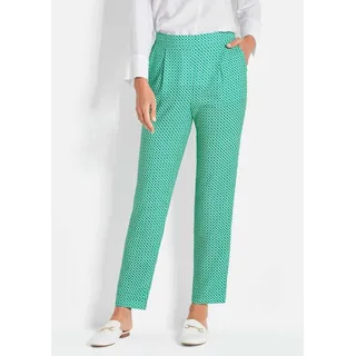 GOLDNER Stoffhose Karottenhose SARA, Viskose Elastische Sommerhose mit knöchellanger Länge, grafisches Muster grün 42