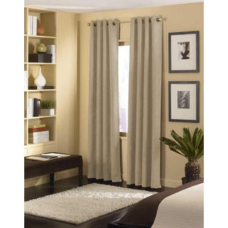 Curtainworks Cameron Grommet Curtain Panel, 50 by 144", Sand
