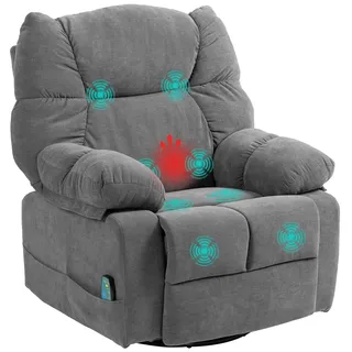 Relaxsessel mit Massagefunktion Drehbarer Massagesessel Fernbedienung Dunkelgrau