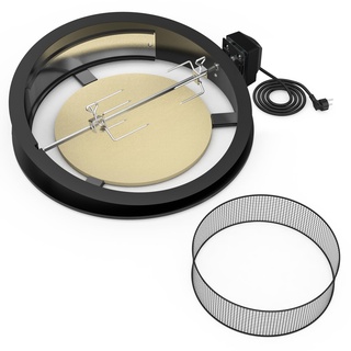onlyfire PizzaRing Rotisserie Set für Weber 57 cm Kettle Holzkohlegrill, Grillspieß Set Drehspieß mit Motor, 38cm Pizzastein, Holzkohle-Ring, Pizzaeinsatz