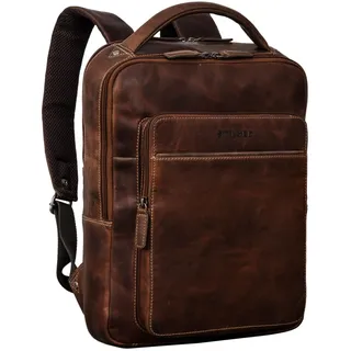 Nicky Laptoprucksack 13 Zoll Leder MittelGroß Damen Herren Lederrucksack Vint...