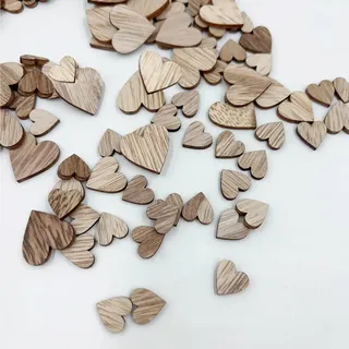 150 Stück Holzherzen Tischdeko Hochzeit Hochzeit Streudeko Weihnachten Geschenk Füllung Dekoration (Herz-Holz)