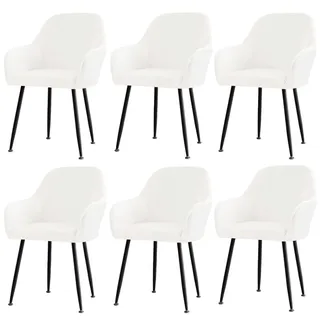 CLGTY Samt Stuhlhussen Mit Armlehne Moderne, Weich Abnehmbar Stuhlhussen Moderne Hussen Für Stühle Für Esszimmer-Weiß-6 Stück