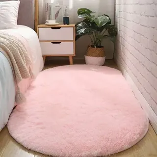 Lan Rose 4020cm (seide Und Wolle) Seiden- Und Wollteppich, Schlafzimmerteppich, Fleckenabweisend, Leicht Zu Reinigen, Ovaler, Rutschfester Teppich Für Den Bettbereich.