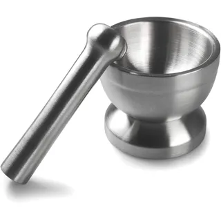 YOUZiNGS Mörser aus rostfreiem Edelstahl mit Stößel, inkl. transparentem Deckel, rutschfester Boden, schwere 789 g Ausführung, Ø innen 8,5 cm, 8,2 cm Höhe, zum Mahlen und Zerstoßen
