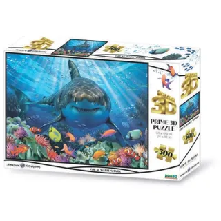 Grandi Giochi Discovery Weißer Hai, horizontal, linsenförmig, 500 Teile im Lieferumfang enthalten und 3D-PUW00000 Effekt Verpackung, PUW00000