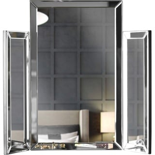 CARME Paloma – Luxus Dreifach Faltbarer Spiegel mit abgeschrägtem Glas-Design, gefaltete Tischplatte Make-up Schlafzimmer Schminktisch (Silber)
