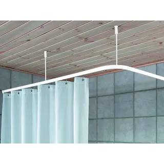 Hayrets Duschvorhangstange Komplettset mit Duschvorhang 330 cm x 200 cm, Duschvorhangstange & Ringe & Deckenhalterung, Duschvorhang Set Komplett