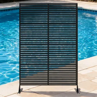 Towallmark Sichtschutzwand Metall freistehend, 180 x 117 cm, Dekorativer Sichtschutz für Garten, Terrasse & Balkon, Outdoor Paravent Trennwand