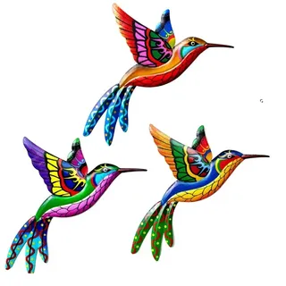 3-teiliges Wanddekor Aus Metall, Kolibri – Vogel Aus Schmiedeeisen – Wand