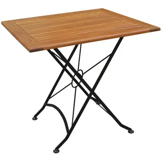 acamp Gartentisch klappbar Lindau | Esstisch Terassentisch | Klapptisch 80x80x75 cm | Flacheisen und FSC®-zertifiziertes, geöltes Akazienholz | wetterfest
