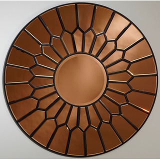 Casa Padrino Luxus Spiegel Kupferfarben / Schwarz Ø 100 cm - Eleganter runder Wandspiegel - Luxus Möbel