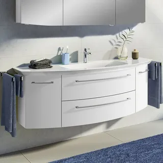 Pelipal Cassca Waschtischkombination mit Mineralmarmorwaschtisch 141 cm, mit 2 Auszügen, Griff C1, CS-MMWTR51-141-w+CS-WTUSL06F427K424-C1-AN, Badmöbel,