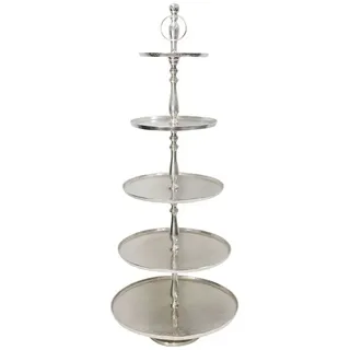 Dekoleidenschaft Etagere "XXL" Aluminiumguss silber, 5 Etagen, Tortenständer 147 cm hoch, Aluminiumguss, Obstetagere, Metall-Etagere, Dekoständer, Servierständer, Deko Regal silberfarben