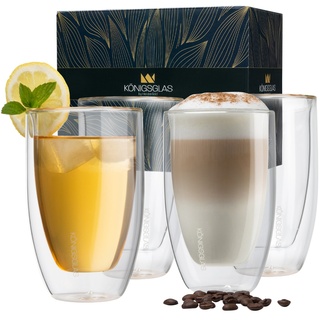 Königsglas Macchiato, Latte Macchiato-Gläser by Heidenfeld, 300 ml, Set, doppelwandig, handgefertigt (4er Set)
