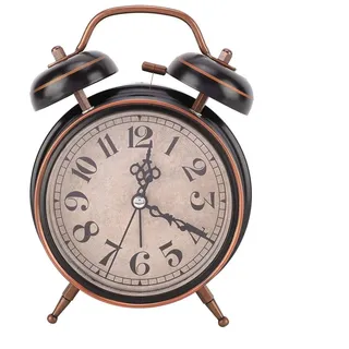 Verrückter Mechanischer Wecker, 4" Retro Wecker mit Nachtlicht Handaufzug Uhr Doppel Twin Bell(Schwarz)