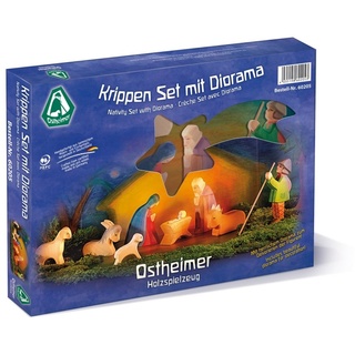 Krippen Set mit Diorama 11-teilig, Ostheimer 60205
