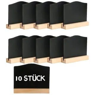 FOUORTUNATE-BEE Kreativset 10× Mini Kreidetafeln mit Ständer – Doppelseitig aus Holz, Kleine Tischtafeln für Hochzeit, Geburtstag & Deko