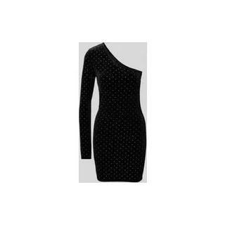 Minikleid mit Ziersteinbesatz und One-Shoulder-Träger, Black, M