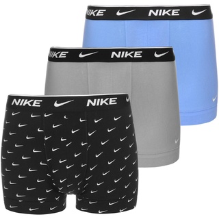 Nike EVERYDAY COTTON STRETCH Unterhose Herren in swoosh print-cool grey-university blue, Größe M - bunt