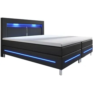 Boxspringbett Norfolk - Kunstleder - Schwarz