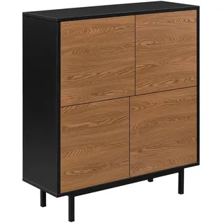 [en.casa] Beistellschrank Gnosjö 80 x 93 x 30 cm Schwarz/Dunkler Holzton